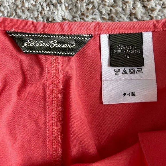 🦋 Eddie Bauer Pink Coral Front Pleated Cotton Midi Skirt Size 10 12 - Picture 3 of 7